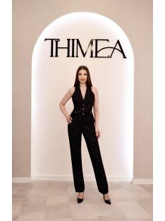 Fekete csillogó tweed női mellény – elegáns mellény 